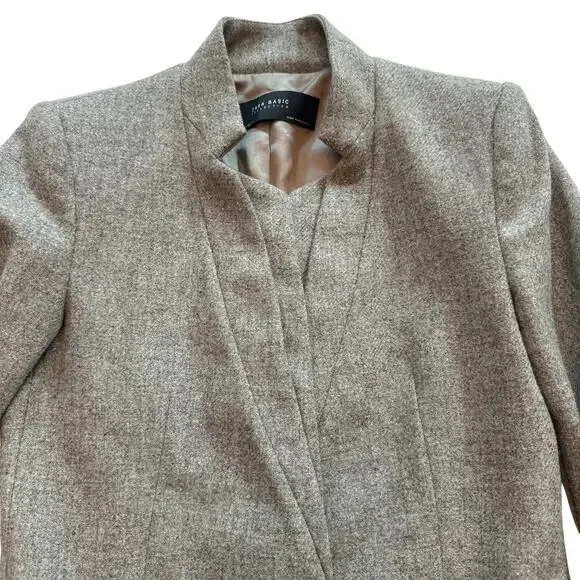 Zara Basic Collection Grey Lambswool Longline Coat Blazer Jacket XS - Picture 5 of 16